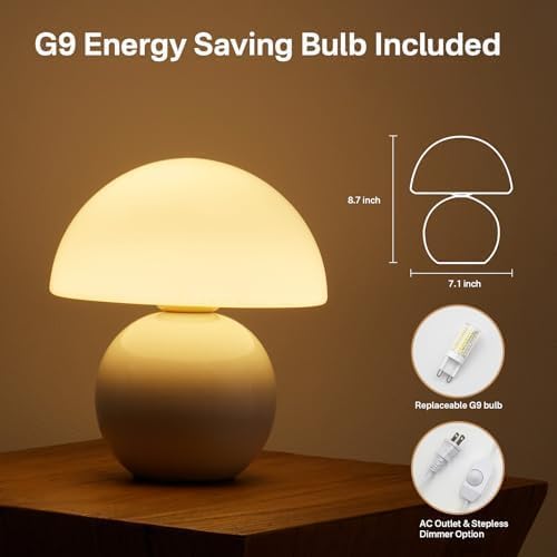Dawnwake Mushroom Lamp Table Lamp for Bedroom, Desk Bedside Small Lamps for Living Room Night Stands, Mushroom Decor Cute Mini Modern Mid…