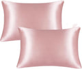 JUWENIN, Luxury Satin Pillowcase with Zipper (Silky Satin Pillow Case for Hair) Set of 2 (Standard, Blush Pink)