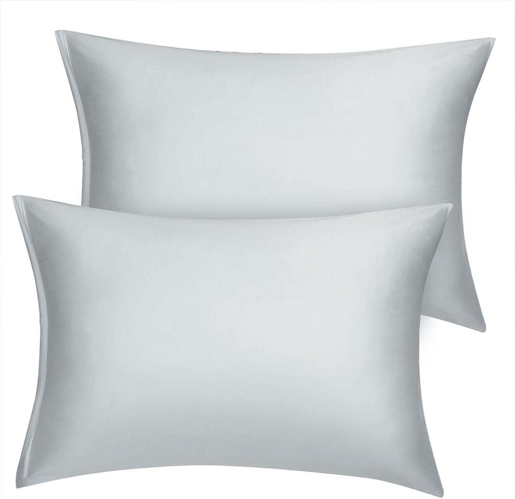 uxcell Travel Satin Pillowcase with Zipper, Super Soft and Luxury, Silky Pillow Cases Covers Set of 2, 14"x20", Silver