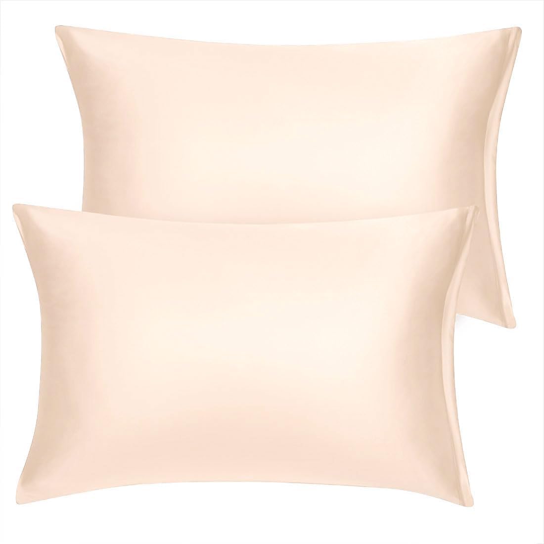 uxcell King Satin Pillowcase with Zipper, Super Soft and Luxury, Silky Pillow Cases Covers Set of 2, 21"x37", Caramel