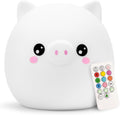 Lumipets Remote Control Silicone Night Light for Kids - Pig Design with 9 Soft Colors & Sleep Timer - Rechargeable, Battery-Operated Lamp…