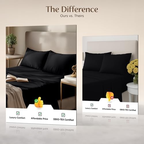 Utopiabedding Utopia Bedding Queen Size Sheet Set – 4 Piece Bed Sheets, Soft and Breathable Microfiber, Includes 1 Fitted Sheet, 1 Flat She…