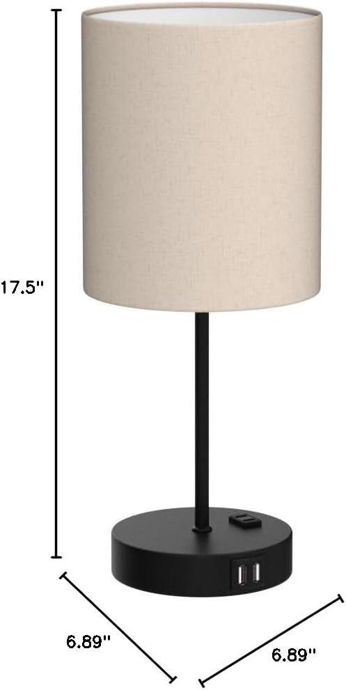 Lynnoland Set of 2 Touch Beige Table Lamps with 2 USB Ports & AC Outlet, 3-Way Dimmable Bedside Nightstand Lamps for Living Room Nursery…