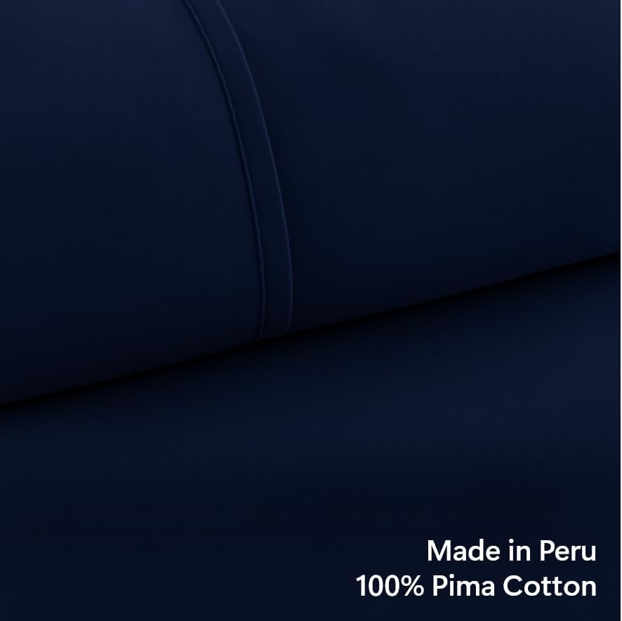 Perupima Peru Pima 415 Thread Count Percal California King Sheet Set - 100% Peruvian Pima Cotton, 4 Piece (Flat, Fitted, 2 Pillowcases) - C…