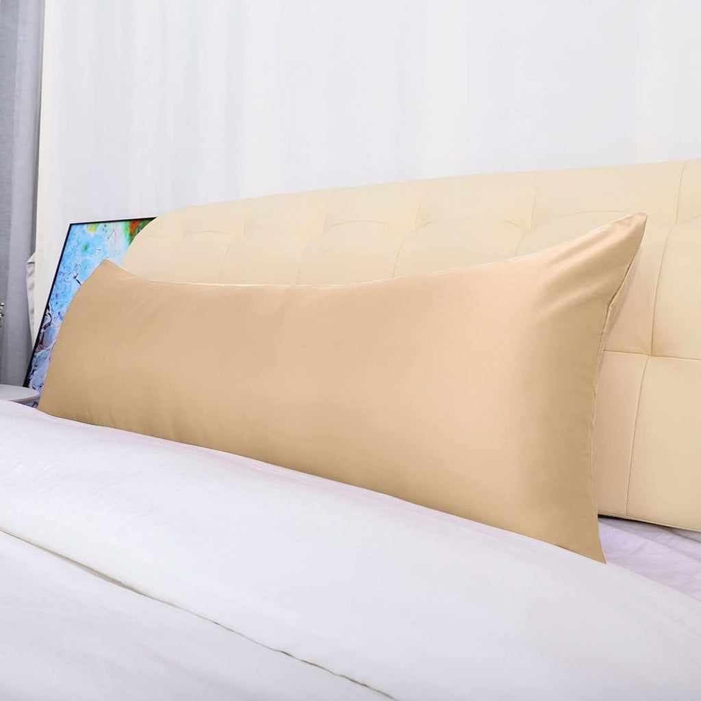 uxcell Body Pillow Cover, 20x72 Inch Gold Silky Satin Body Pillowcases for Hair and Skin, Soft Cooling Smooth Pillow Case with Envelope…
