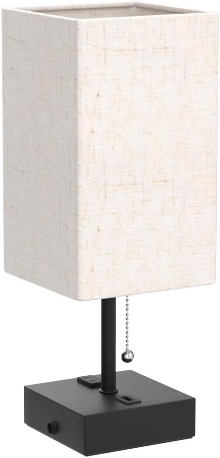 Table Lamp for Bedroom Set of 2, Bedside Lamps with 3 Color Temperatures Night Light, Lamp for Night Stands with AC Outlet and Square…