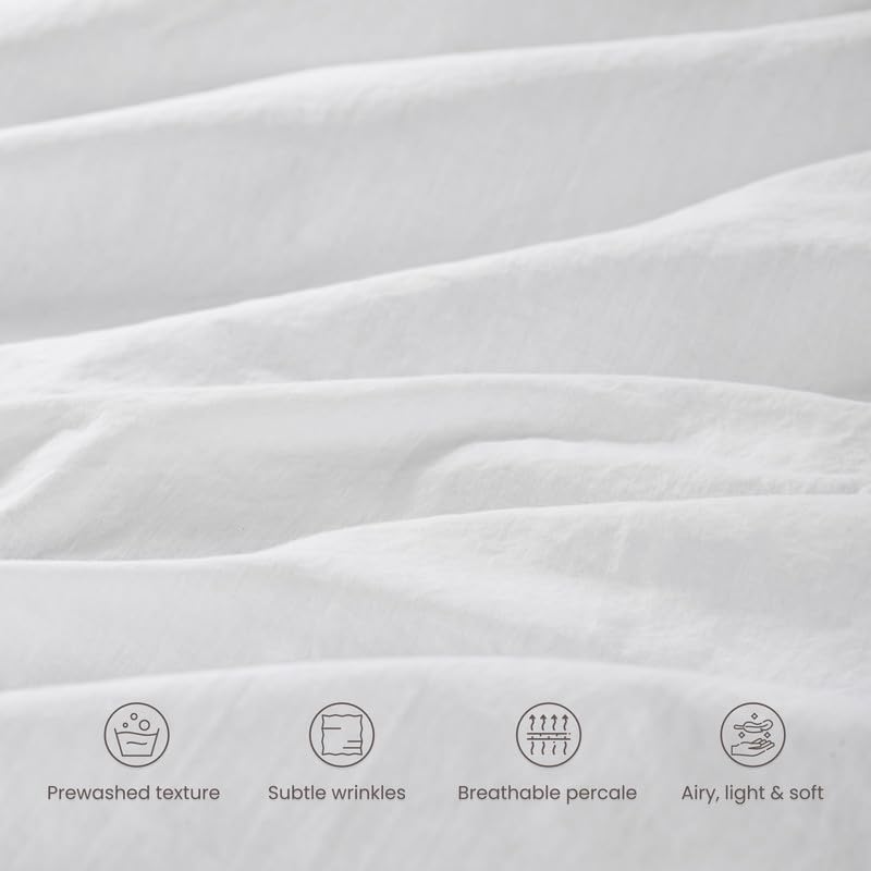 Bioweaves 100% Organic Washed Cotton Percale Weave Pillow Cases Standard Size GOTS Certified Queen Pillow Covers, Envelope Closure – Set of…