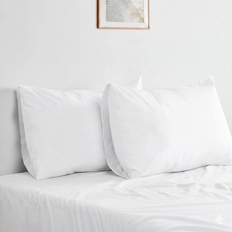 Bioweaves 100% Organic Washed Cotton Percale Weave Pillow Cases King Size GOTS Certified Queen Pillow Covers, Envelope Closure – Set of 2,…