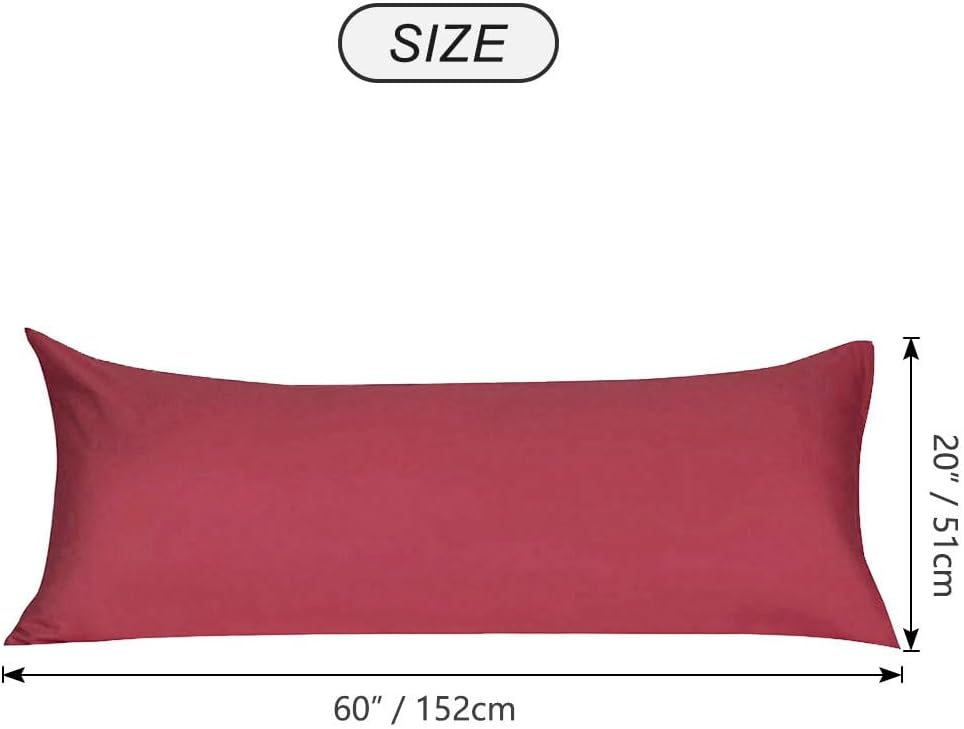 uxcell Soft Microfiber Body Pillow Cover with Zipper Closure, Long Pillow Cases for Body Pillows Weave for 90 GSM Polyester, Burgundy Body…