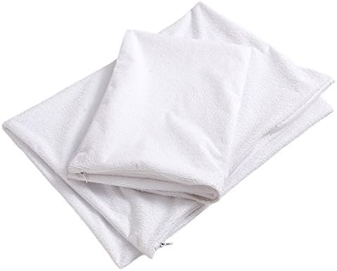 NiagaraSleepSolution Niagara Waterproof Pillow Protectors Queen 4 Pack Cotton Terry 100% Waterproof Cooling Zippered Cotton White T Pillow…