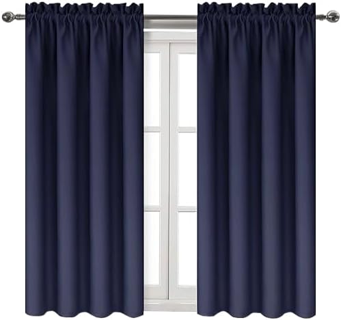 Dwcn Navy Room Darkening Blackout Curtains - Thermal Insulated Privacy Energy Saving Window Curtain Drapes 42 x 45 inch Length, Set of 2 Be…