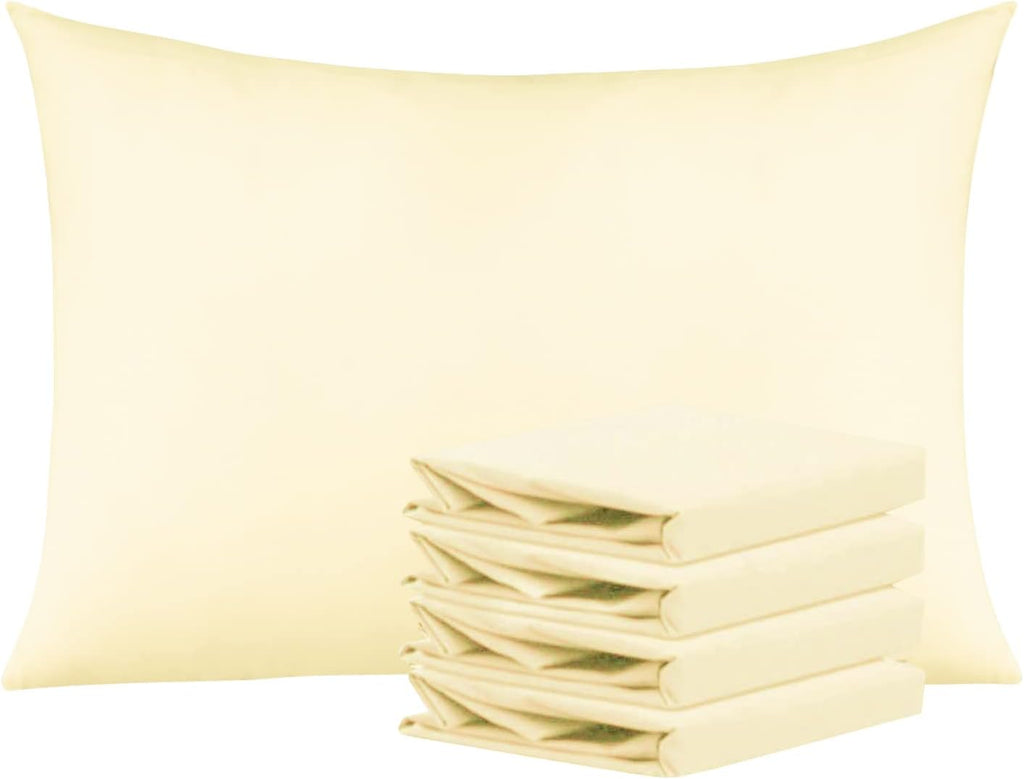 Ntbay Queen Pillowcase Set - 4 Pack Brushed Microfiber 20x30 Pillowcases - Soft, Wrinkle-Free, Fade-Resistant, Stain-Resistant, Ivory Pillo…