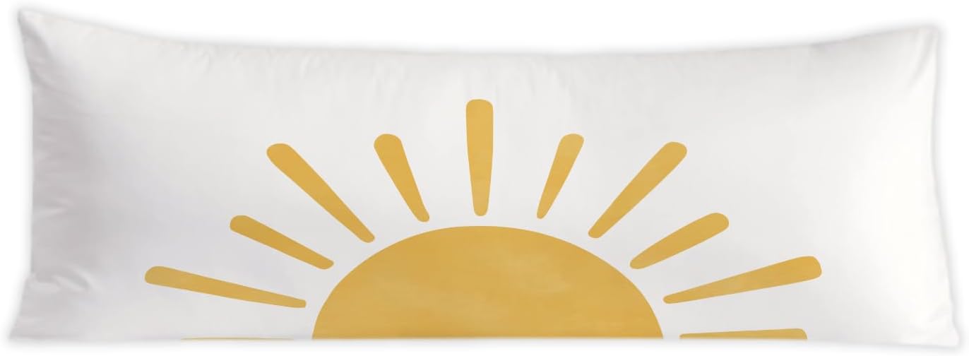 Boho Cute Sun Sunshine 20x54 Body Pillow Cover, Boho Sunshine Nursery Decor, Kids Room Decor, Modern Horizontal Sun Sunset Sunrise…