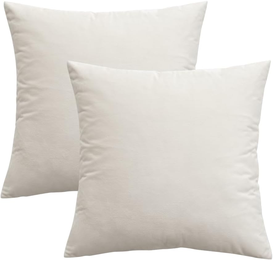 Miulee Velvet Throw Pillow Covers 18x18 inch, Pack of 2 - Cream White, Soft Solid Decorative Pillow Covers Cushion Cases Modern Luxury Home…