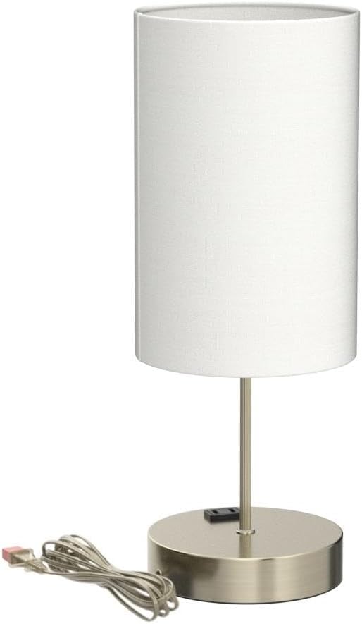 Brightever Set of 2 Touch Control Table Lamps with 2 USB Charging Ports&AC Outlet, 3-Way Dimmable Bedside Nightstand Lamps with White Fabri…