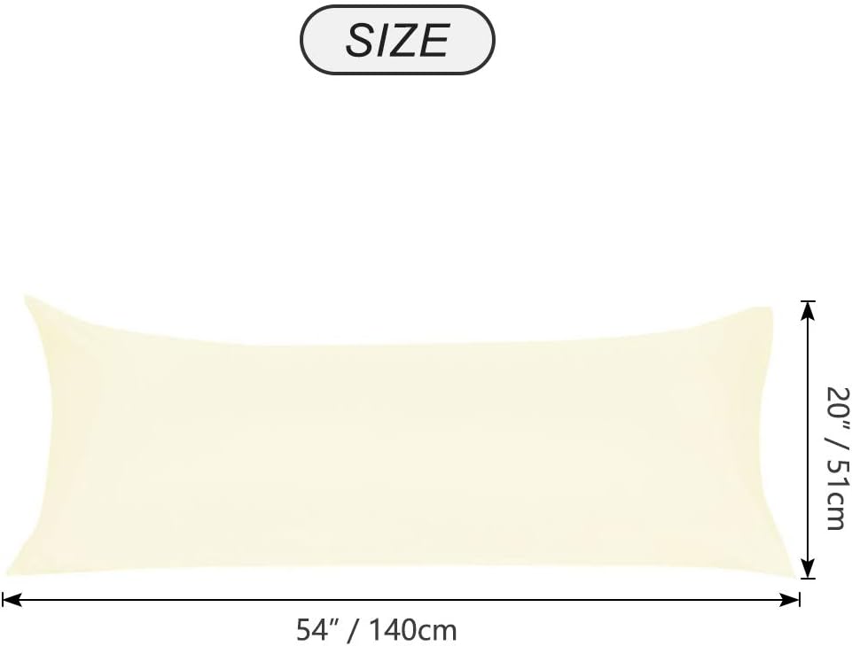 uxcell Soft Microfiber Body Pillow Cover with Zipper Closure, Long Pillow Cases for Body Pillows Weave for 90 GSM Polyester, Beige Body (20…