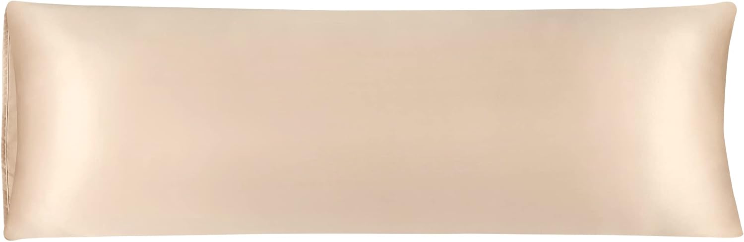 uxcell Body Pillow Cover 20x60 Inch Khaki Silky Satin Body Pillowcases for Hair and Skin Luxury Cooling Soft Smooth Washable