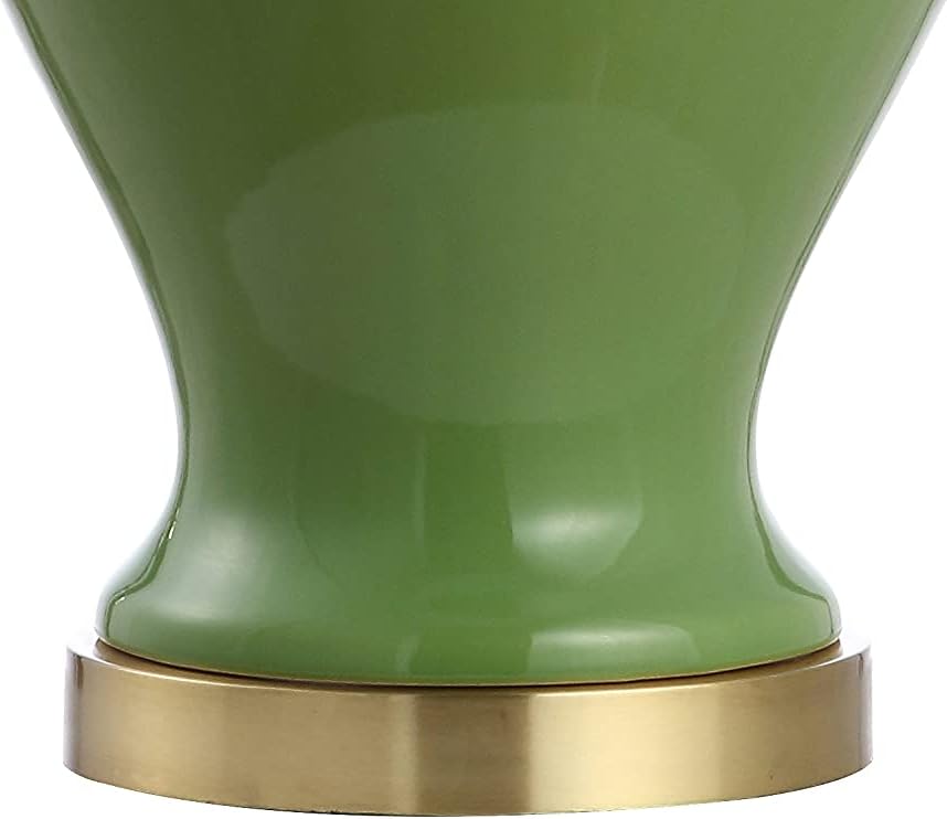 JONATHAN Y 33" Green Modern Ceramic Ginger Jar Table Lamp for Living Room, Traditional Bedside Lamp for Bedroom Entryway, White Linen…