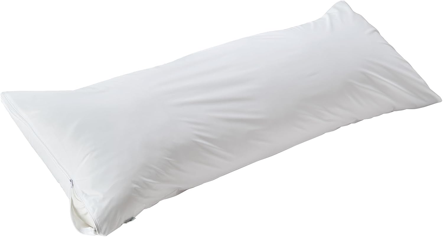 Kingnex Waterproof Down Feather Proof Body Pillow Protectors for 20x54 Pillow Zippered Plain Pillow Cover White 1 Pack Only 21x55 1 Pack Wh…
