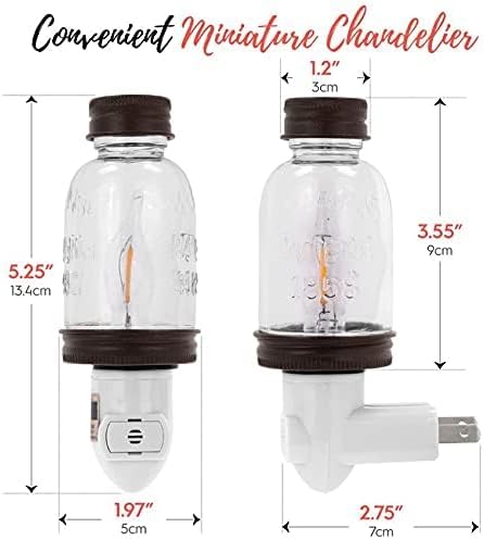 Autumn Alley Rustic Mini Mason Jar Night Light in Bronze | Auto On/Off Sensor | Plug in Farmhouse Wall Decor | Cute Country Night Light |…