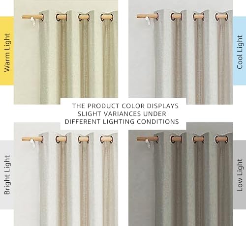 NICETOWN Natural 100% Blackout Linen Curtains 84 inch Long Burg for Living Room, 2 Panels, 52" Wide, Farmhouse Thick Completely Blackout…