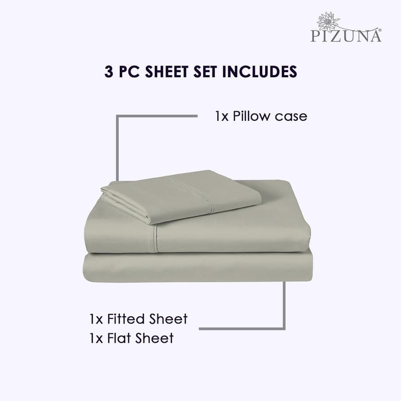 Pizuna Twin Sheet Set 100% Luxury Cotton 800 Thread Count Soft Sateen Weave Breathable Hotel Quality Cooling Bed Sheets Twin Size Bedding S…