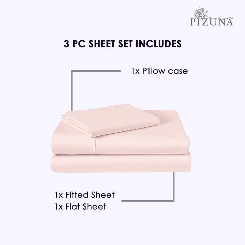 Pizuna Twin Sheet Set 100% Luxury Cotton 800 Thread Count Soft Sateen Weave Breathable Hotel Quality Cooling Bed Sheets Twin Size Bedding S…