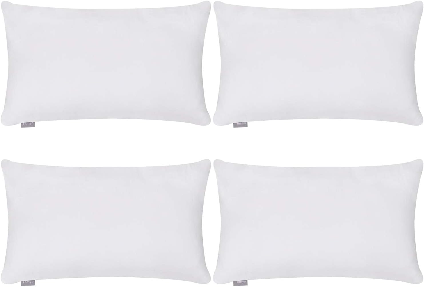 Thmyo 4-Pack 100% Cotton Lumbar Comfortable Solid Decorative Throw Pillow Case Rectangle Cushion Cover DIY Throw Pillowcase for Sofa Bed(On…