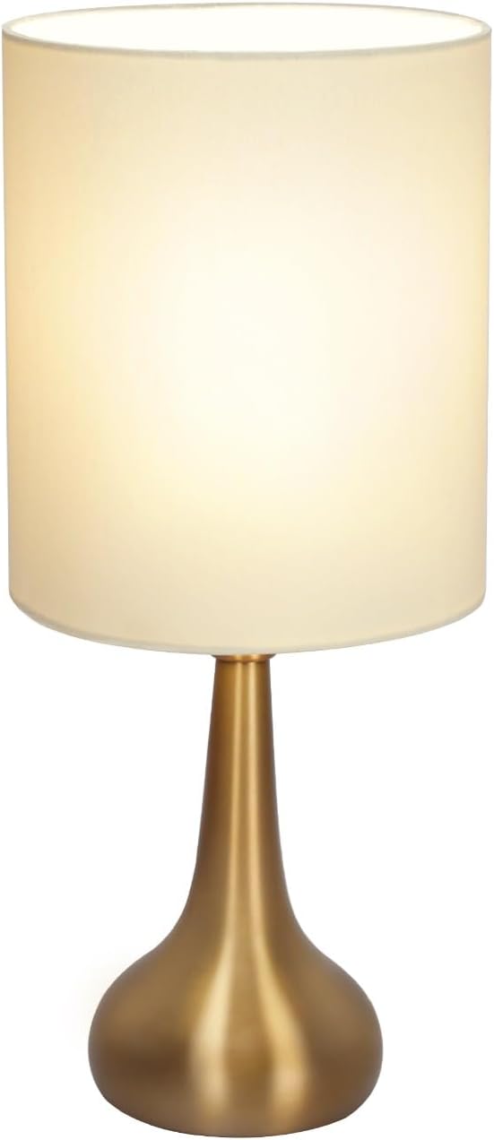 Set of 2 Bedside Touch Lamps, 16 Inch Dimmable Small Nightstand Lamp, Night Light Lamp Simple Touch Table Lamp with Brass Metal Base for…