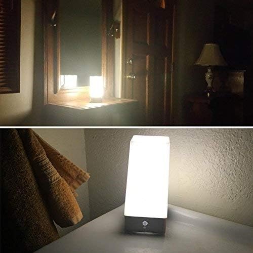 WRalwaysLX 3 Modes Battery Powered Small Table Lamp, Bedside Lamp Wireless PIR Motion Sensor LED Night Light, USE 3x1.5VAAA…