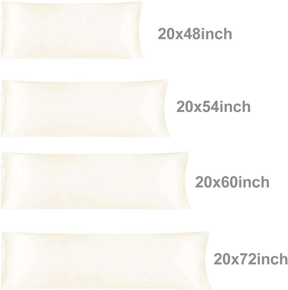 uxcell Body Pillow Cover 20x48 Inch Pearl White Silky Satin Body Pillowcases for Hair and Skin Luxury Cooling Soft Smooth Washable