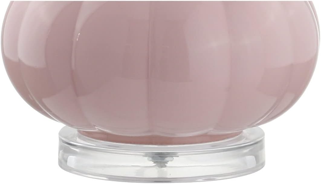 JONATHAN Y 28.5" Pink Glass Teardrop LED Table Lamp Set of 2 for Living Room Bedroom Nightstand, White Linen Shade Modern Transitional…