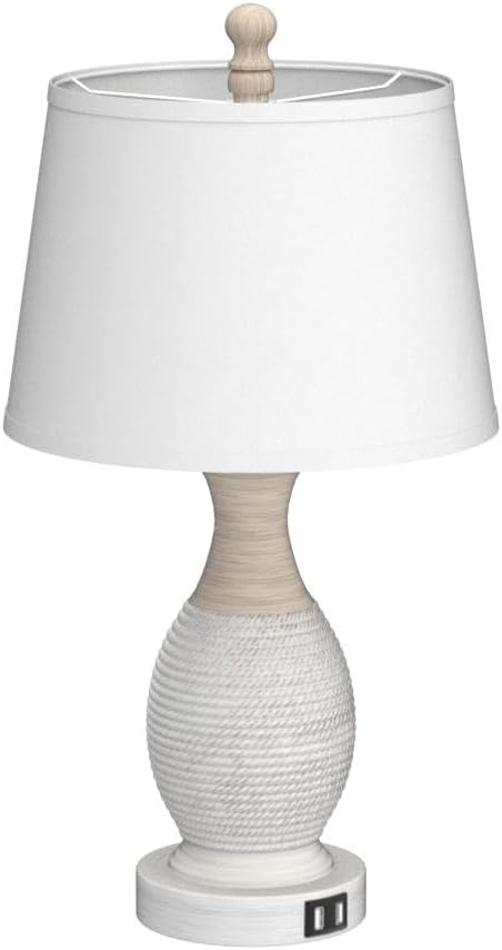 PARTPHONER Table Lamps Set of 2, Bedside Touch Lamp with USB C+A Charging Ports, Side Table Lamp with White Fabric Shade (LED Bulbs…