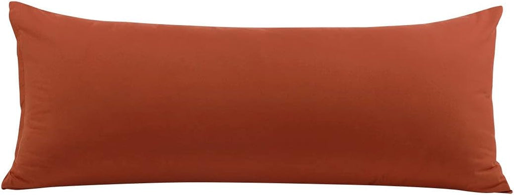 PiccoCasa Body Pillow Cover, 110 GSM Brushed Microfiber, Zipper Closure, Rust Color, 20"x54" Long cotton