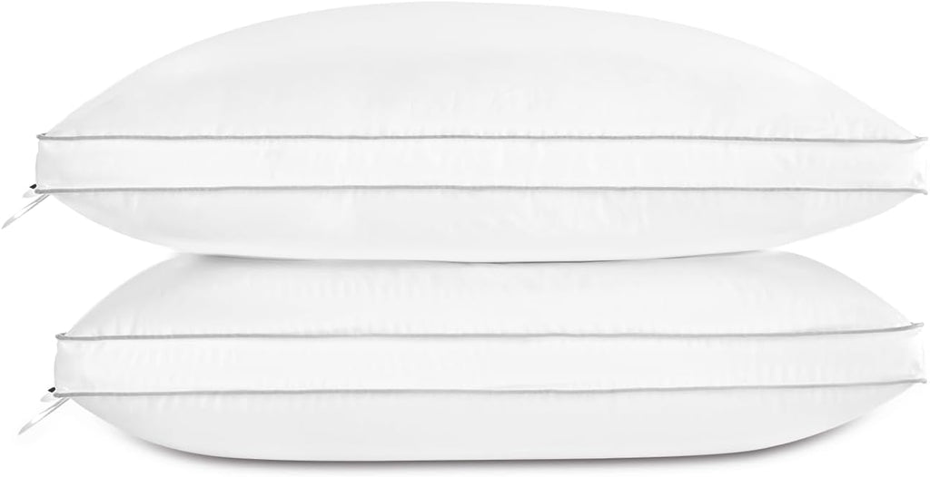 Globon Luxury Feather Down Pillow, Medium Fluffy Pillow King Size, Gusseted Bed Pillows for Sleeping, Hotel Collection Pillows 18"X34", Set…