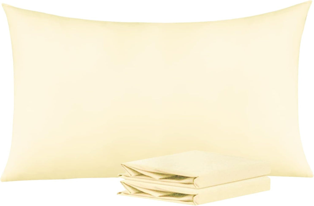 Ntbay King Pillowcase Set - 2 Pack Brushed Microfiber 20x36 Pillowcases - Soft, Wrinkle-Free, Fade-Resistant, Stain-Resistant, Ivory Pillow…