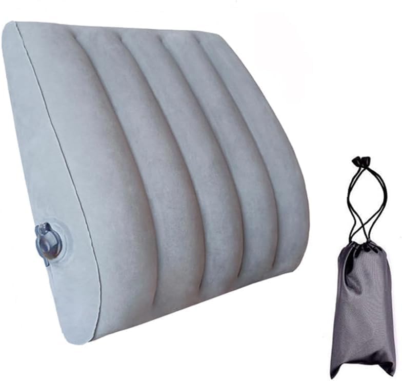 Air Inflatable Pillow Portable Lumbar Pillow with Storage Bag, Backrest Lower Back Support Pillow for Car Seat Home Office Chair