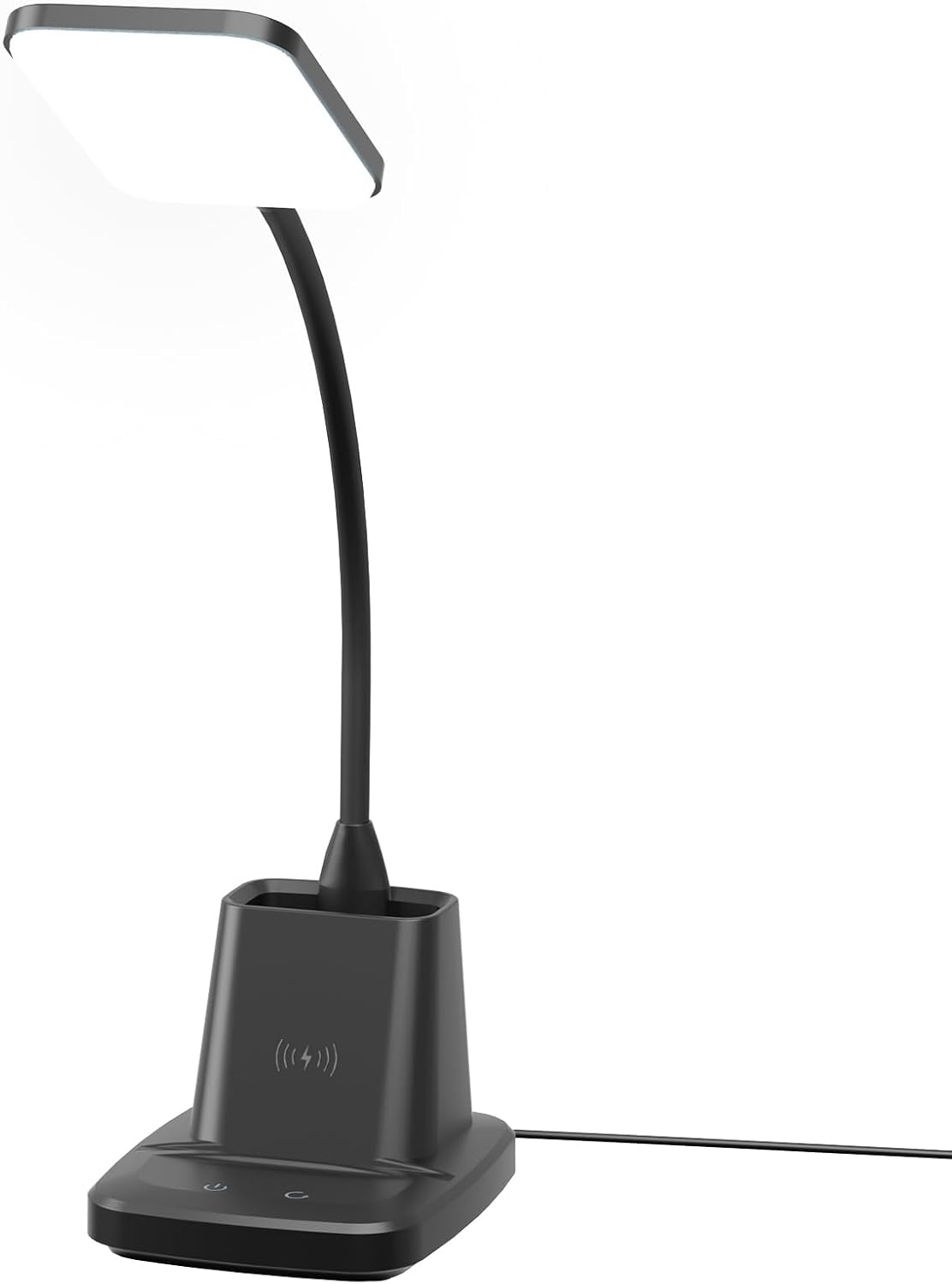 Desk Lamp, LED Desk Lamps for Home Office, Wireless Charger Small Desk Lamp with Pen Holder, 3 Color Modes, Dimmable, CRI 85, 800LM…