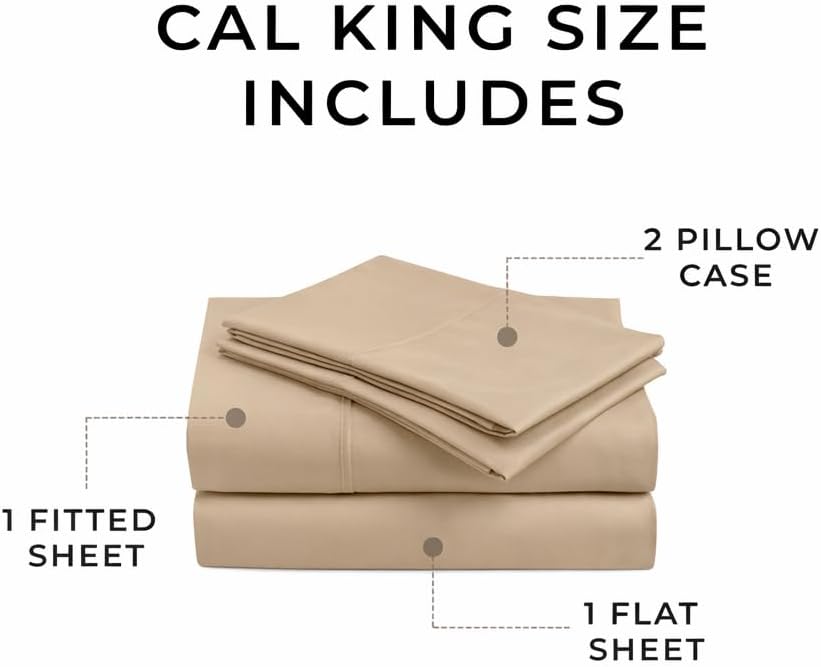 Perupima Peru Pima 415 Thread Count Percale California King Sheet Set - 100% Peruvian Pima Cotton, 4 Piece (Flat, Fitted, 2 Pillowcases) -…