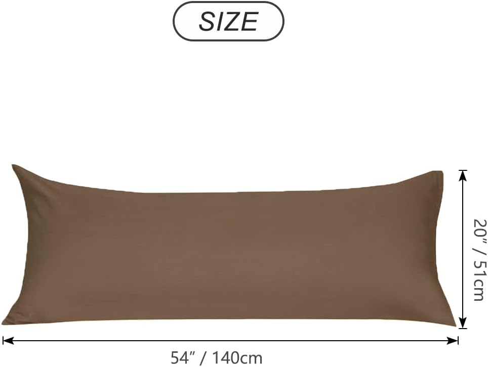 uxcell Soft Microfiber Body Pillow Cover with Zipper Closure, Long Pillow Cases for Body Pillows Weave for 90 GSM Polyester, Brown Body (20…