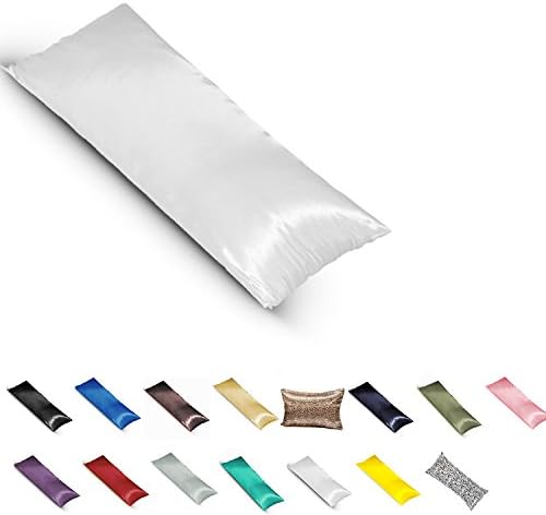 TAOSON Silky Soft Satin Body Pillow Cover Pillowcase Pillow Protector Cushion Cover with Zippers (21"x54", White)