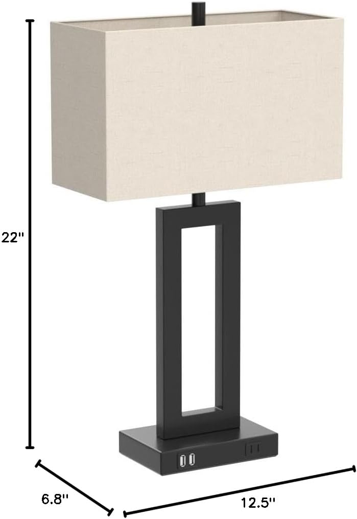 Tobusa Set of 2 Touch Control Table Lamp with 2 USB Ports, 3-Way Dimmable Modern Nightstand Lamp Sets Bedside Touch Desk Lamp with Fabric C…