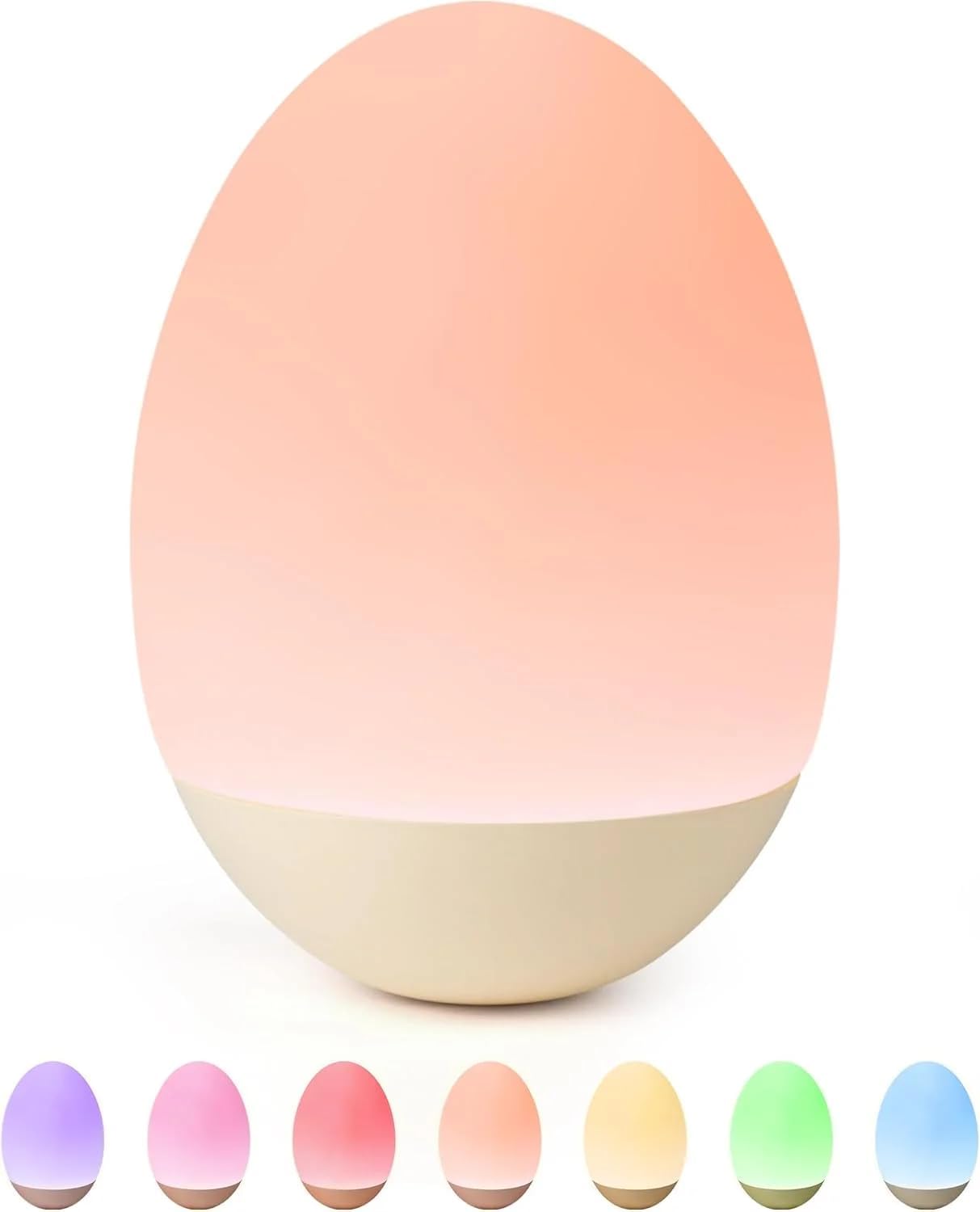 Nickluc Egg Night Light for Nursery: Baby Night Lights Tap Lamp Stepless Dimming with Warm White and 7 RGB Colors Rechargeable Portable for…