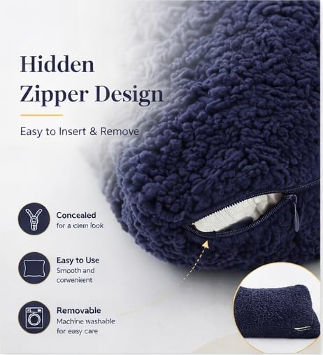 Reafort Sherpa Euro Sham Pillow Cover 26x26 Inch, Ultra Soft Plush Fluffy Decorative Throw Pillow Case with Hidden Zipper, Cozy Cushion…