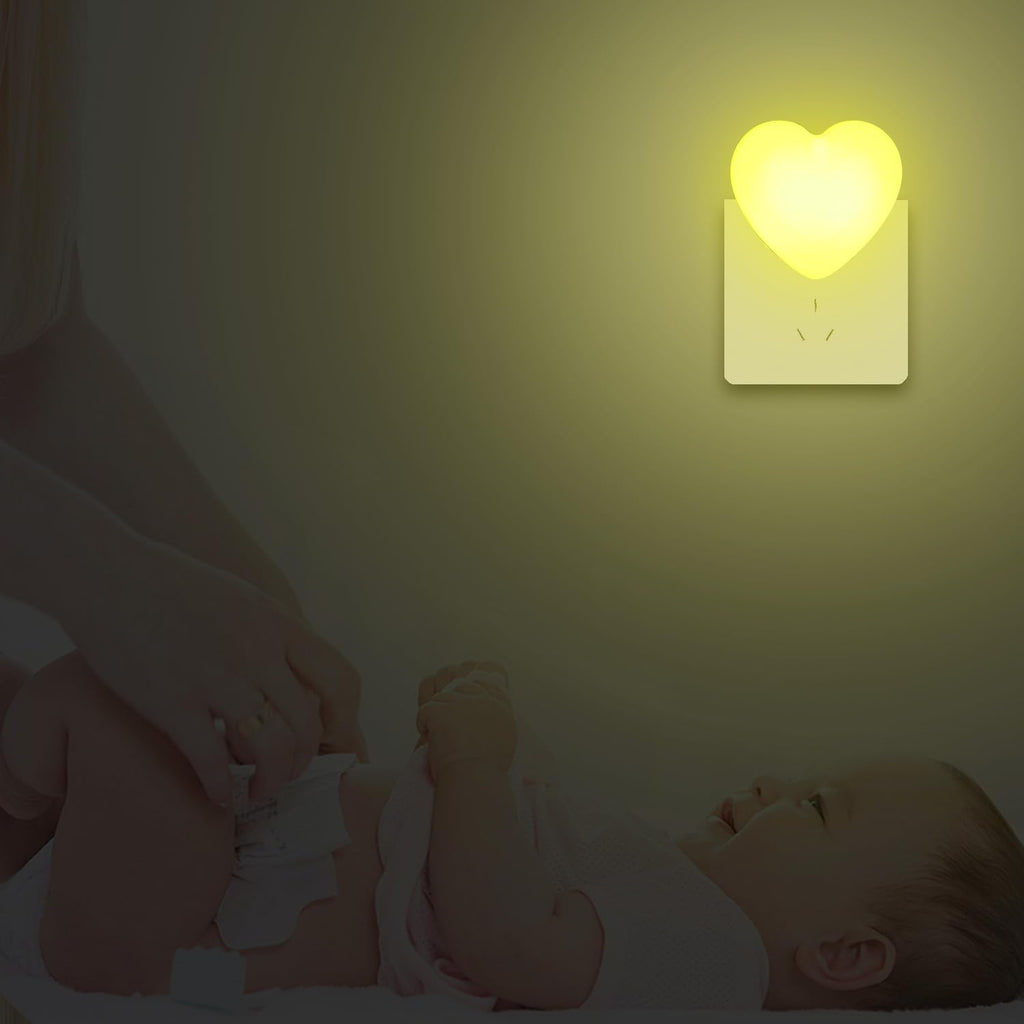 INZU Cute Night Light, Heart Night Light for Kids, LED Nightlight with Auto Dusk to Dawn Sensor, Nightlight Plug into Wall with Soft Warm…