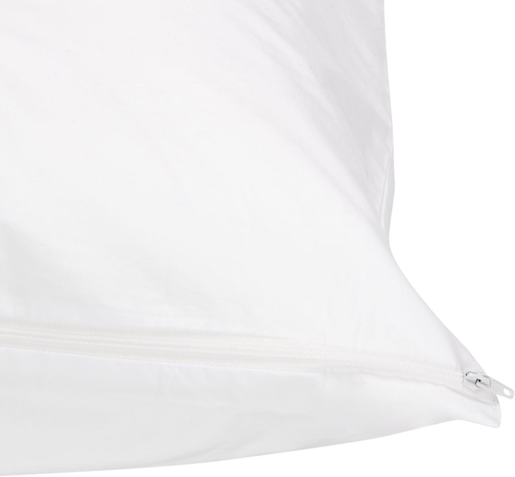 Amazon Basics Queen Pillow Protector with Zipper, 100% Cotton Hypoallergenic, Machine Washable, White, 31 x 21 Inches, Pillows Not…