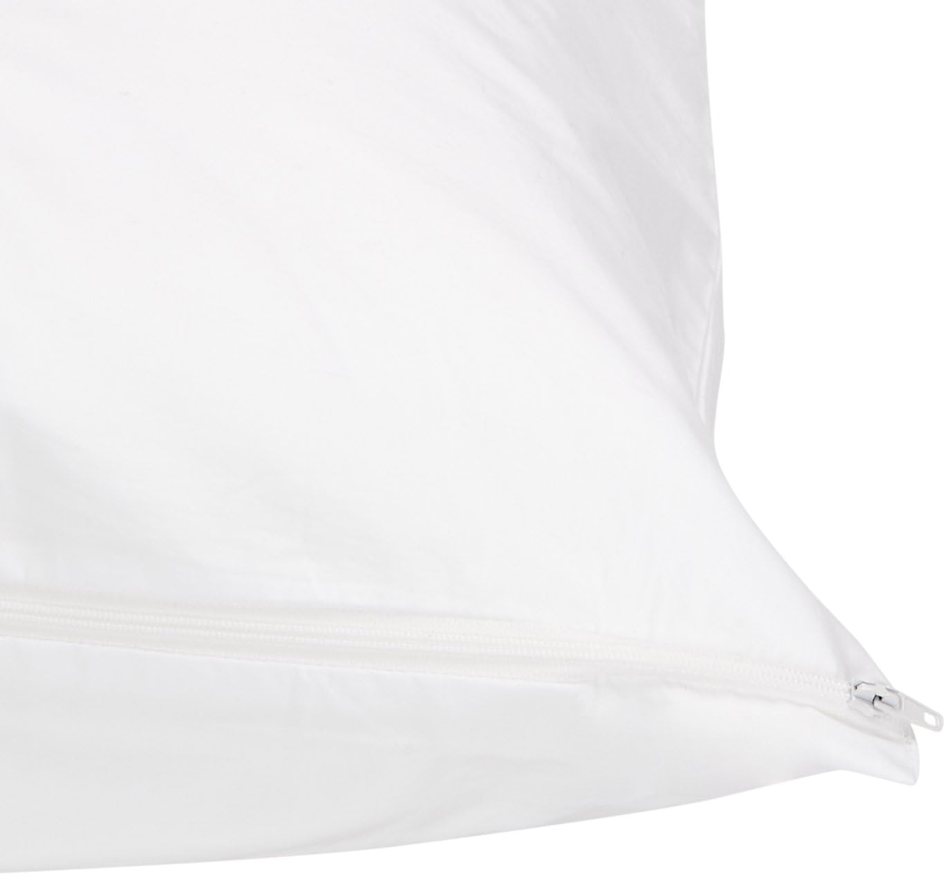 Amazon Basics Queen Pillow Protector with Zipper, 100% Cotton Hypoallergenic, Machine Washable, White, 31 x 21 Inches, Pillows Not…