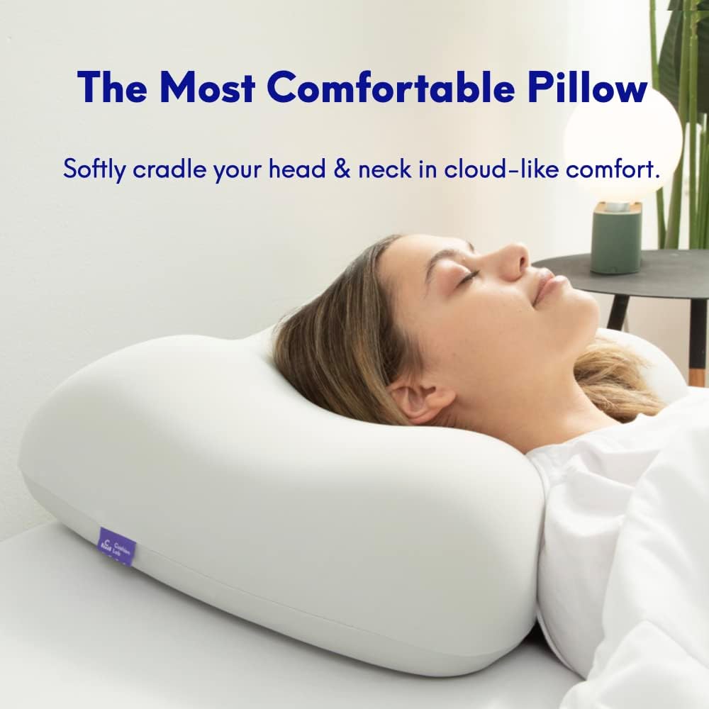 Cushionlab C CUSHION LAB Deep Sleep Pillow, Patented Ergonomic Contour Design for Side & Back Sleepers, Orthopedic Cervical Shape Gently Cr…