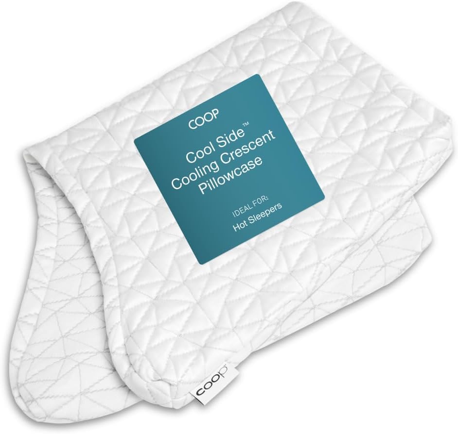 Coop Home Goods Cool Side Crescent Pillowcase, King Size Cooling Pillow Case for Hot Sleepers, Crescent Shape, Two-Sided Pillow Covers…
