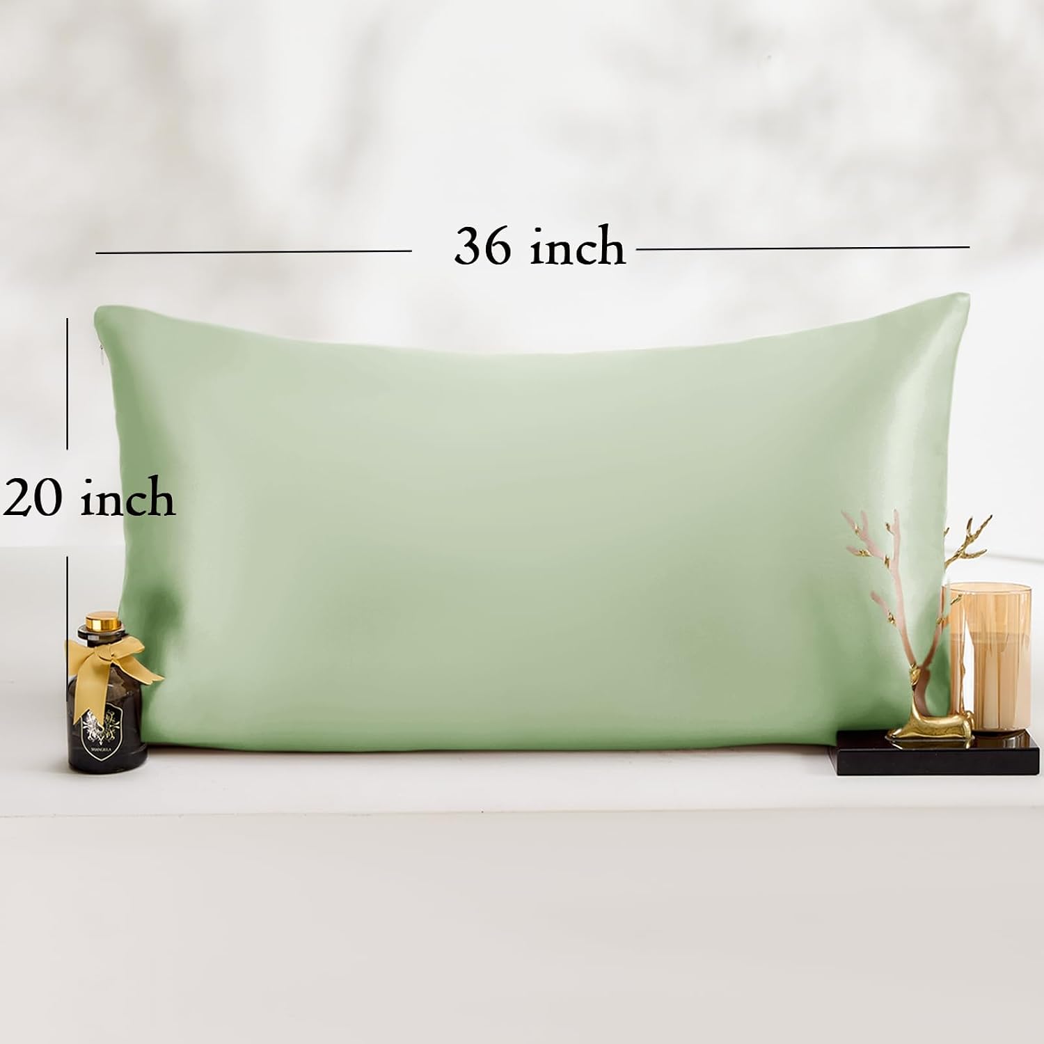 Vielit King Satin Pillowcase for Hair 2pc, Similar to Silk Pillow Cases, for Women Men, Green,20x36 & Envelope Closure and 2 Satin Scrunchies…